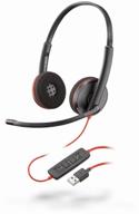 headphones with microphone plantronics blackwire c3220, black/red logo