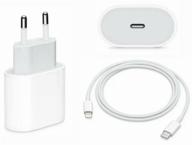 сетевое зарядное устройство для телефона / сетевой адаптер usb- c 20 w кабель type- c - lightning логотип