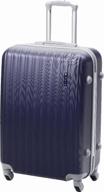 qualitative suitcase tevin dark blue plastic on 4 wheels shockproof 0009, size m, 56 l logo