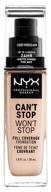 nyx professional makeup тональный крем can&quot;t stop won&quot;t stop, 30 мл, оттенок: light porcelain логотип
