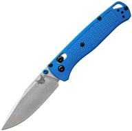 folding benchmade bugout blue knife logo