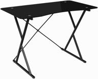 computer table gd-05 black, metal supports, glass top logo