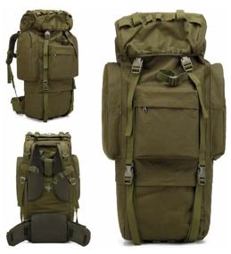 img 4 attached to Men's tactical camouflage hunting backpack for fishing, military, tourist, 80 liters, airsoft, bag, large.