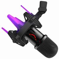 🎤 fifine k651 dynamic usb microphone: enhanced sound quality with rgb lighting, shock mount, and mic stand included (black) logo
