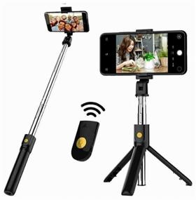 img 3 attached to Selfie monopod with Bluetooth remote control, retractable tripod, selfie stick for smartphone.