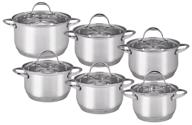 set of pans kamille km-4704s 12 pr. stainless steel logo