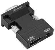 переходник адаптер конвертер gsmin a22 (вход hdmi, выход vga, audio mini jack 3.5 мм) аудио кабель в комплекте (черный) логотип