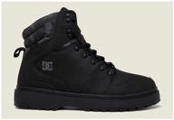 boots dc, demi-season, genuine leather, insulated, high, non-slip sole, thick sole logo