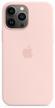 apple magsafe silicone case for iphone 13 pro max, pink chalk logo