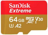 карта памяти sandisk microsdxc 64 гб class 10, v30, a2, uhs class 3, r/w 160/60 мб/с, адаптер на sd логотип