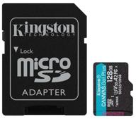 kingston canvas go! plus microsdxc 128 gb class 10, v30, a2, uhs-i u3, r/w 170/90 mb/s, sd адаптер логотип