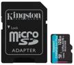 kingston canvas go! plus microsdxc 128 gb class 10, v30, a2, uhs-i u3, r/w 170/90 mb/s, sd adapter logo
