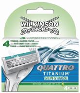 wilkinson sword quattro titanium sensitive replacement cassettes, 4 pcs, 8 pack logo
