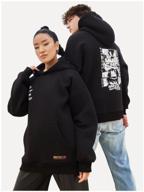 hoodie unisex oversize eazyway, black graphite, m logo