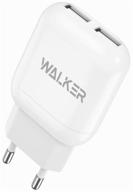 phone charger, 2 usb connector by 2.1a, power 10w, walker, wh-33, white / network charging on android, power supply on iphone logo