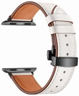 leather calfskin strap for apple watch 42/44/45 mm annet mancini lwa-05-44-wh white logo