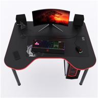gaming computer table "stark" with pc stand, 120x90x75 cm, black with red edge logo