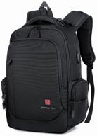 backpack men's school teenage fashionable travel briefcase for sports laptop 17.3" and 30l with usb, rittlekors gear rg2023 black logo