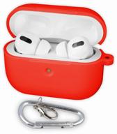 silicone case airpods pro with carabiner. solid cover with carabiner. red. apple airpods pro логотип