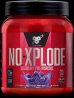 bsn n.o.-xplode pre-workout complex grapes 555 g can logo