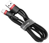 cable baseus cafule special edition usb - lightning (calklf), 2 m, 1 pc, black/red логотип