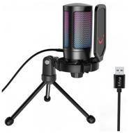 wired microphone fifine a6v, connector: usb type-c, black логотип
