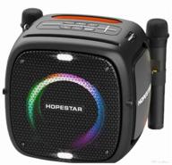 hopestar party one portable bluetooth speaker 80w dual wireless mic/no tripod/portable speaker/bluetooth speaker (black) logo