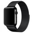 milan stainless steel strap for apple watch 42/44/45/49mm (2), black, magnetically powered logo