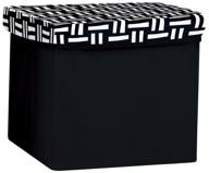folding pouffe with storage compartment, wicker design black and white, 30x30x30 cm (008465) logo