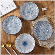 zdk japanese collection plate set, 17.5 cm, 4 pcs. blue 4 pcs. logo