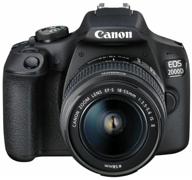 camera canon eos 2000d kit ef-s 18-55mm f/3.5-5.6 is ii, black logo