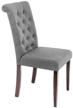 chair woodville amelia, solid wood/textile, color: dark walnut/fabric gray logo