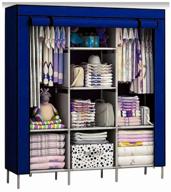 folding wardrobe frame fabric storage wardrobe for clothes, blue logo