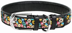 img 4 attached to Daily Use Collar WAU DOG Printed Leather Neck 27-36cm Donuts/Black