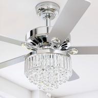 yitahome crystal ceiling fan chandelier with remote control - 52 inch indoor fan light featuring silent reversible motor, dual-sided blades, timer, balance kit and 3-speed options - chrome finish logo