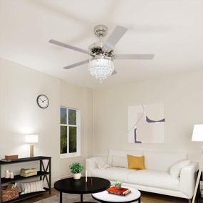 img 3 attached to YITAHOME Crystal Ceiling Fan Chandelier With Remote Control - 52 Inch Indoor Fan Light Featuring Silent Reversible Motor, Dual-Sided Blades, Timer, Balance Kit And 3-Speed Options - Chrome Finish