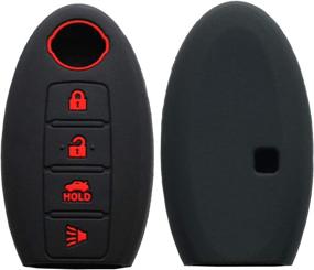 img 3 attached to 2Pcs Keyless4U Silicone Key Fob Remote Cover Case Protector Jacket For Nissan Altima Maxima Armada Murano Gt-R Sentra Rogue Pathfinder 4 Buttons (Black Red)