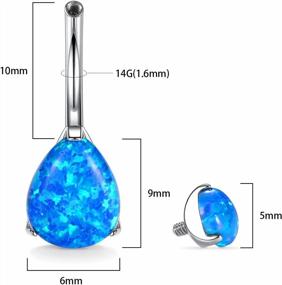 img 1 attached to GAGABODY G23 Titanium Belly Button Rings 14G 3/8 Inch (10Mm) Prong Set Double Round/Water Droplets Opal Navel Piercing Ring