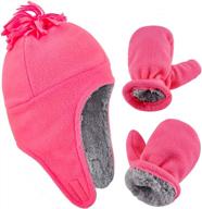 warm fleece toddler hat and mitten set with ear flaps - perfect for keeping baby kids cozy in winter logo