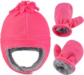 img 3 attached to Warm Fleece Toddler Hat And Mitten Set With Ear Flaps - Perfect For Keeping Baby Kids Cozy In Winter