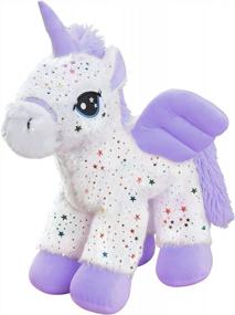 img 4 attached to ZooPurrPets Unicorn Мягкая плюшевая игрушка, милый фиолетовый мягкий плюшевый единорог, подарок для детей, мальчиков и девочек (18 дюймов)