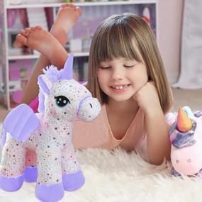img 1 attached to ZooPurrPets Unicorn Мягкая плюшевая игрушка, милый фиолетовый мягкий плюшевый единорог, подарок для детей, мальчиков и девочек (18 дюймов)
