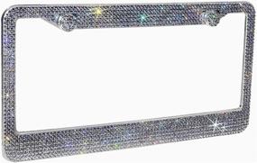 img 3 attached to 🚀 2-Pack of Handcrafted Bling Space Gray Rhinestone Stainless Steel License Plate Frames in True Color, with Gift Box - 1000+ Finest 14-Facet SS20 Space Gray Rhinestone Crystal Pieces