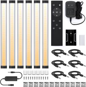 img 4 attached to 💡 Plug-in Wired LED Under Cabinet Lighting Kit - 6 Pieces of 12-inch Dimmable LED Under Cabinet Light Strips - Adjustable Tunable White (3000K-6000K) - High Brightness 18W, 1200 Lumens with 360 LEDs - Perfect for Kitchens, Counters, Cabinets, and Bookcases