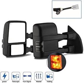 img 3 attached to Tribal Six Towing Mirrors Replacement for 1999-2007 F-250 Super Duty, F-350 Super Duty, and 2000-2005 Excursion - Pair of Black Powered Smoked Signal Glass Manual Extendable Mirrors