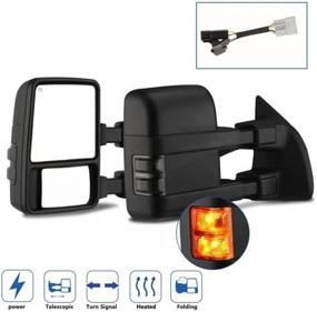 img 4 attached to Tribal Six Towing Mirrors Replacement for 1999-2007 F-250 Super Duty, F-350 Super Duty, and 2000-2005 Excursion - Pair of Black Powered Smoked Signal Glass Manual Extendable Mirrors