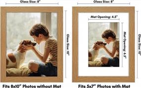 img 3 attached to Americanflat 8X10 Oak Picture Frame - Displays 5X7 With Mat & 8X10 Without - Shatter Resistant Glass, Horizontal/Vertical Wall/Tabletop