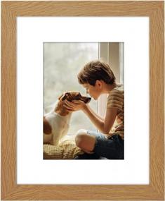 img 4 attached to Americanflat 8X10 Oak Picture Frame - Displays 5X7 With Mat & 8X10 Without - Shatter Resistant Glass, Horizontal/Vertical Wall/Tabletop