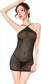 img 4 attached to Sexy Backless Black Bodycon Dress With See-Through Spaghetti Straps For Women'S Clubwear, Seamless Lingerie Bodysuit Perfect For Parties - JasmyGirls