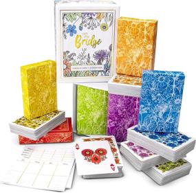 img 4 attached to 6 Decks Colorful Watercolor Floral Playing Cards Low-Vision 4-Color Index - Classic Family Game W/ 25 Scorecards!